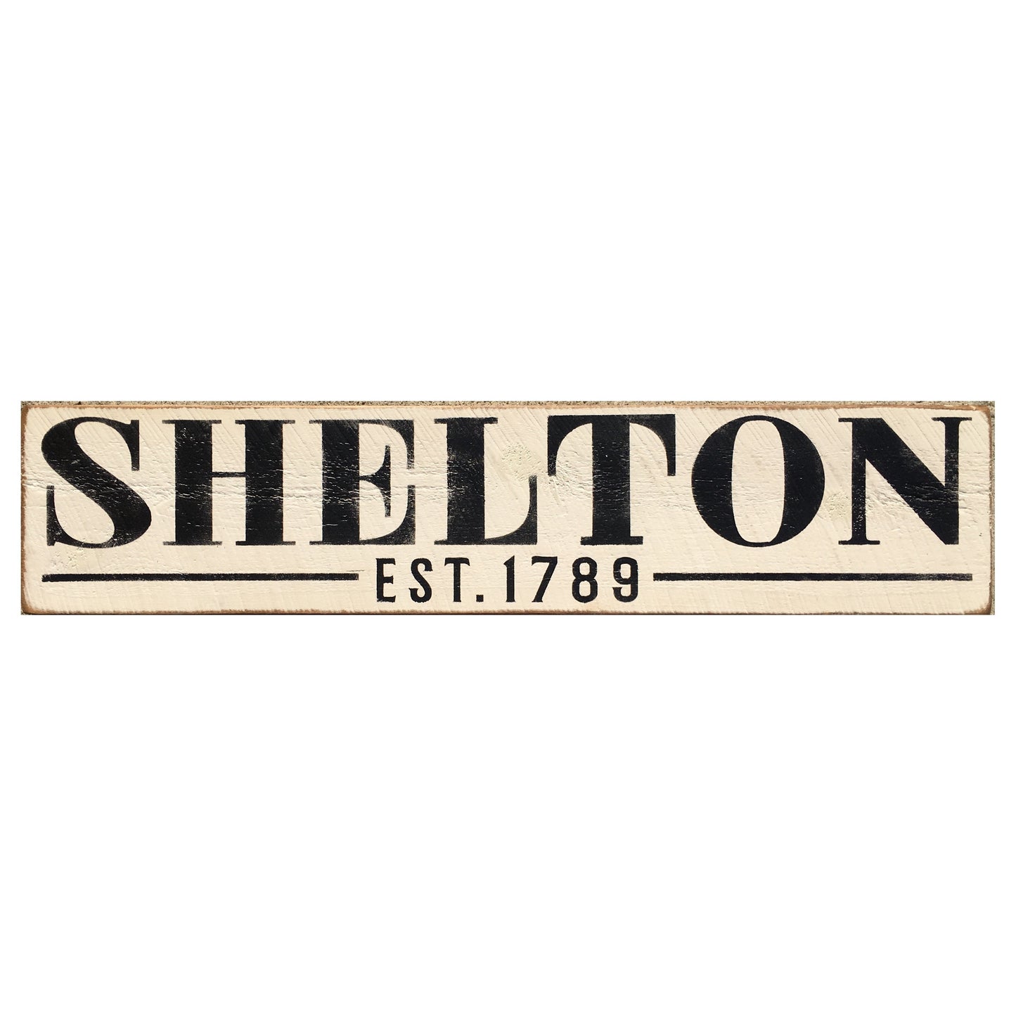 Handcrafted Barn Board Wood Sign - Shelton Est. 1789 - 44-in