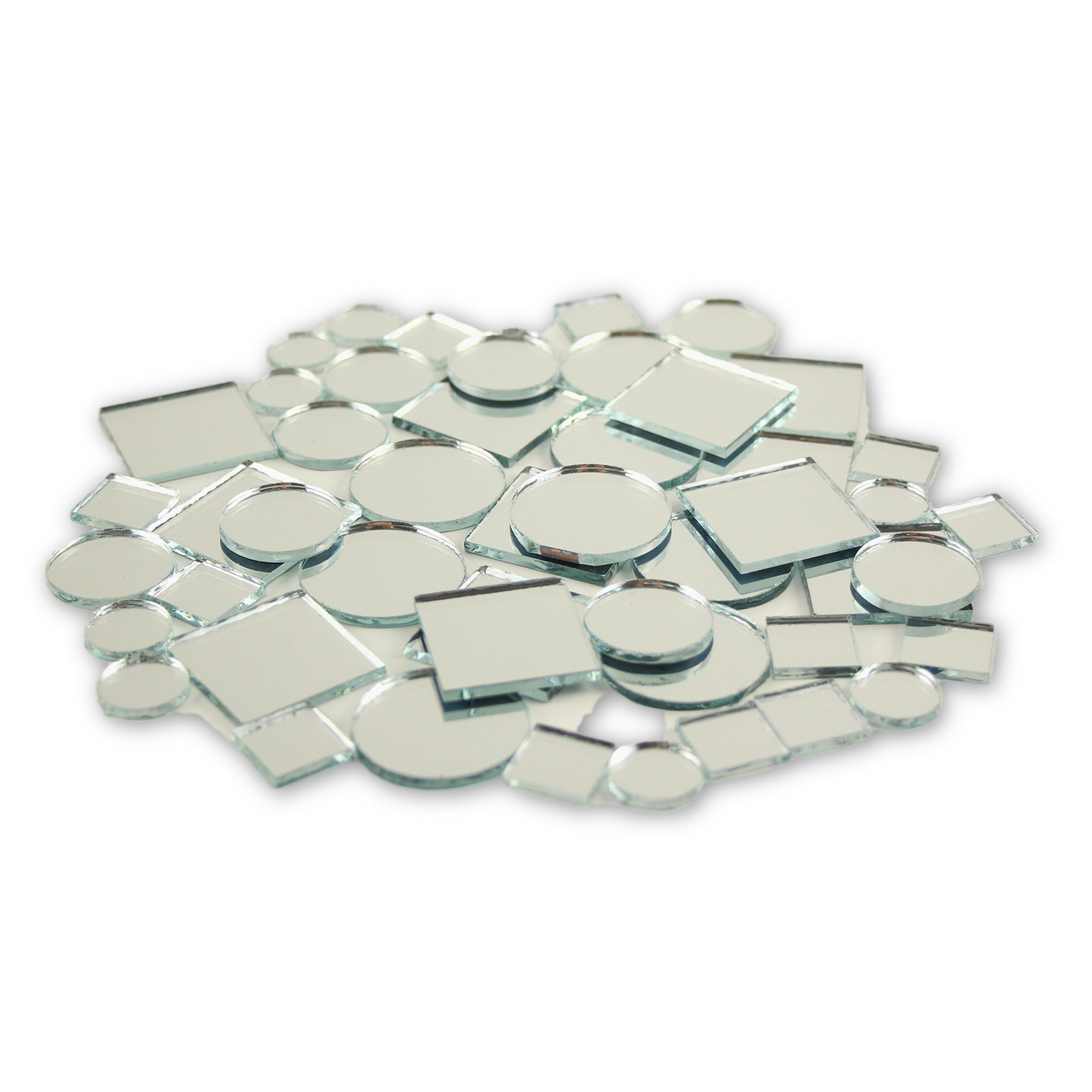 Small Mini Square & Round Craft Mirrors Assorted Sizes Mirror Mosaic Tiles 1/2-1 inch 100 Pieces