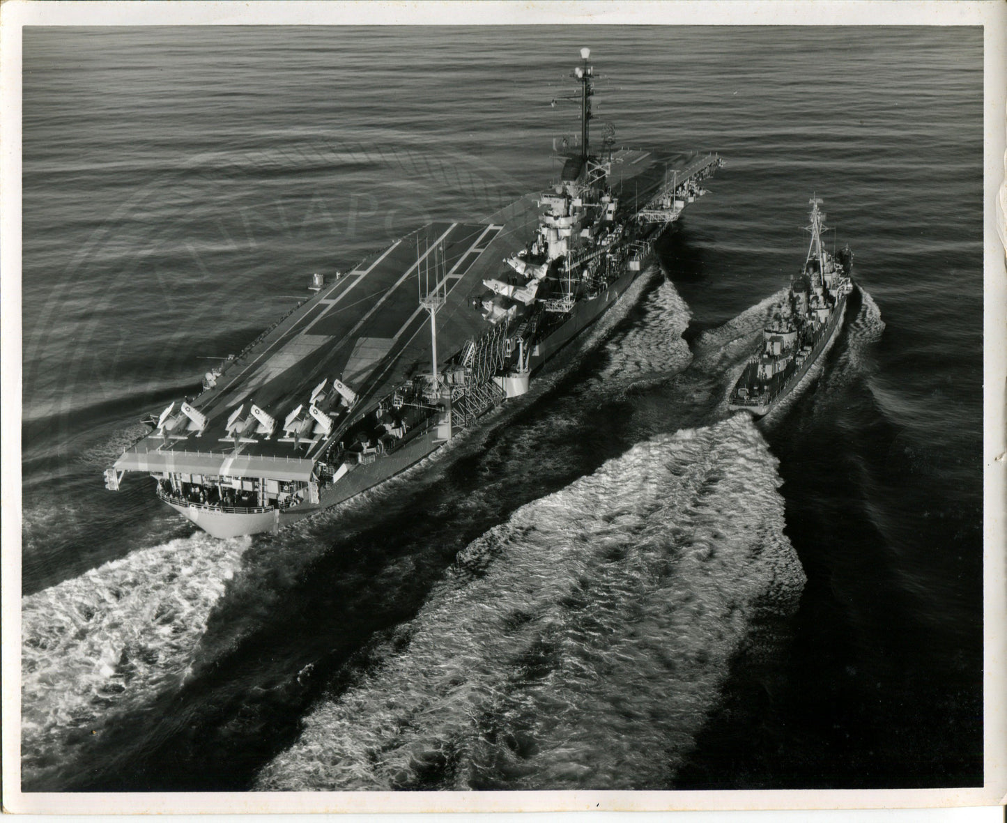 Official Navy Photo of WWII era USS Ticonderoga (CV-14) Aircraft Carrier