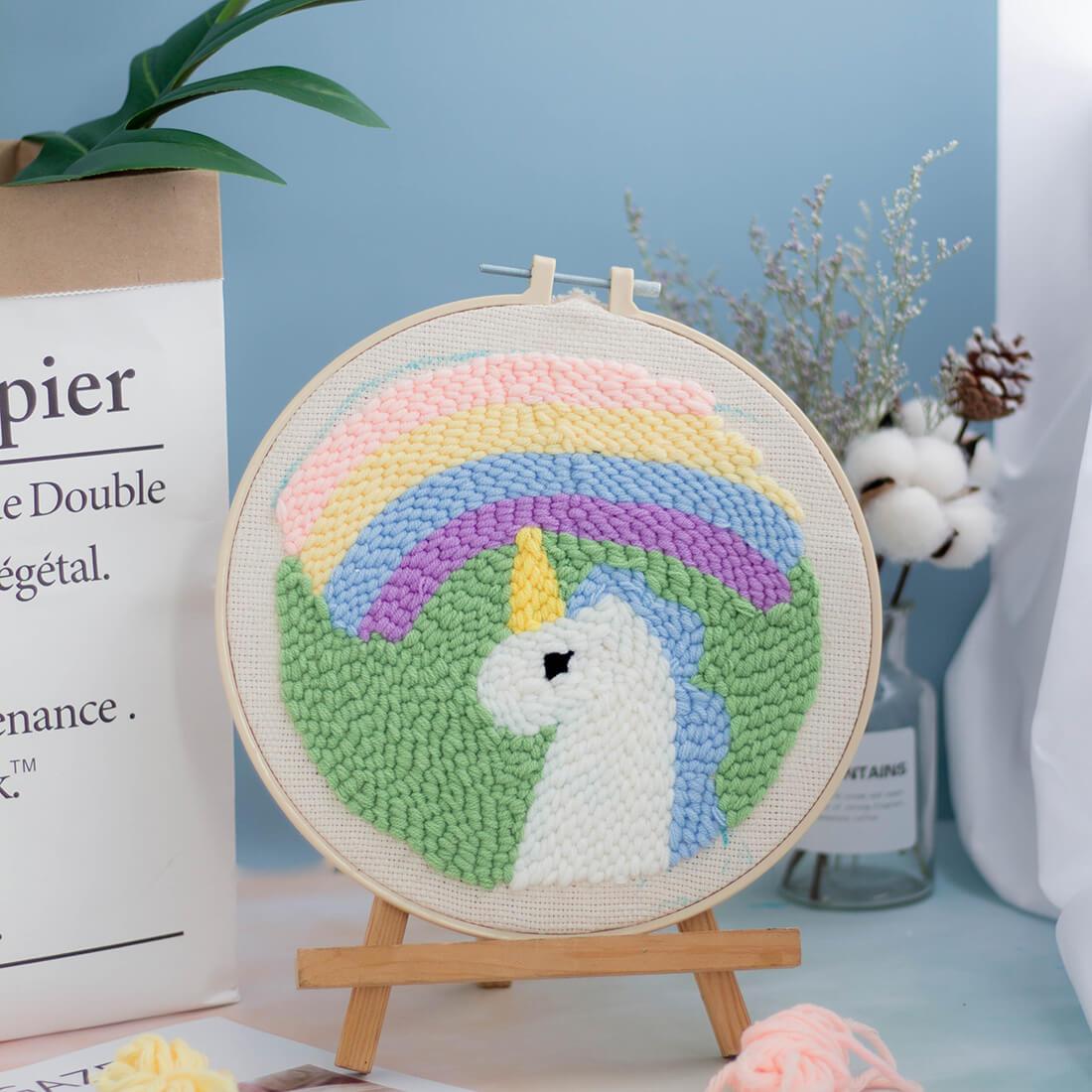 Unicorn DIY Rug Hooking Punch Needle Embroidery Hand Craft