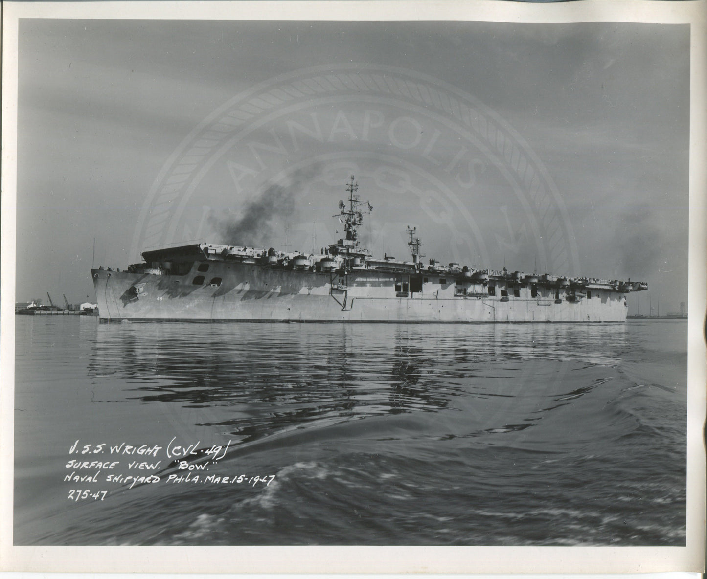 Official Navy Photo of WWII era Wright (CV-49) Aircraft Carrier