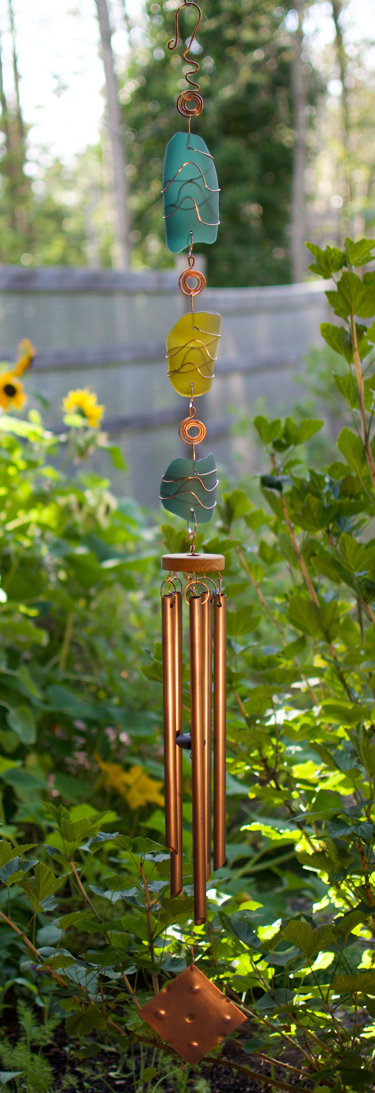 Wind Chime Sea Glass Copper Outdoor Windchimes