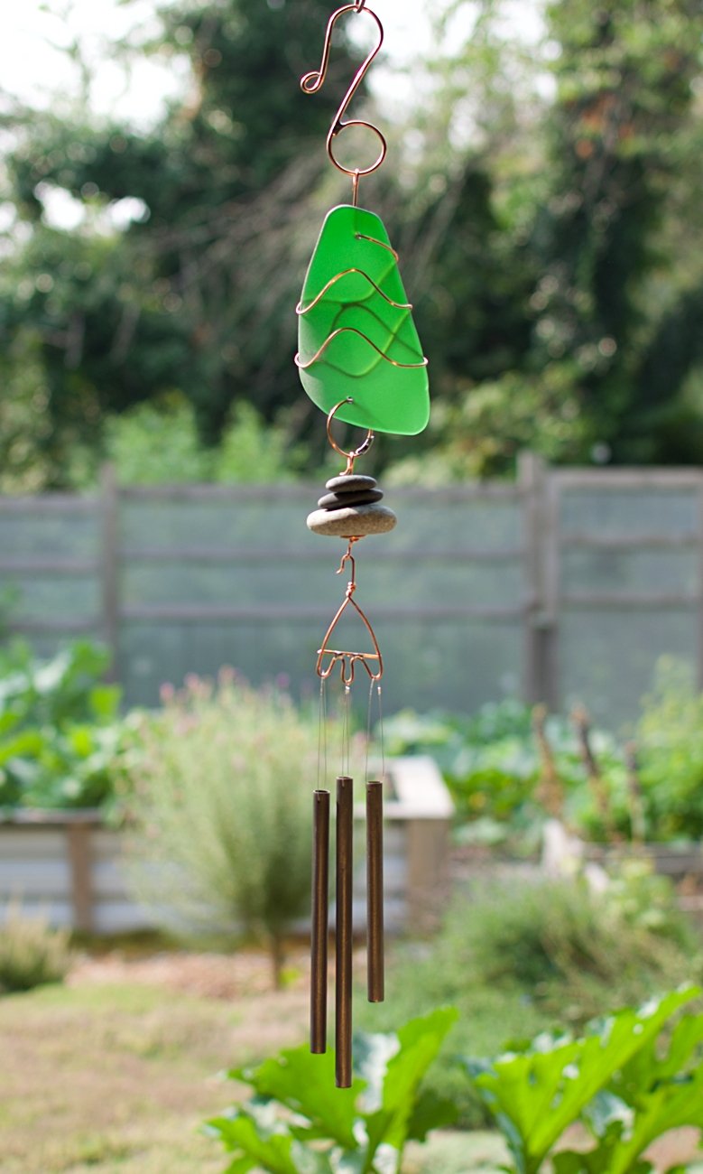 Wind Chime Sea Glass Beach Stone Handcrafted Chimes