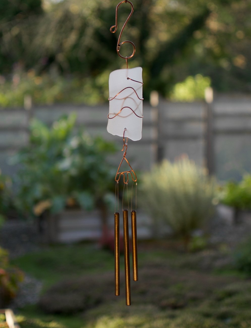 Wind Chime Sea Glass Copper Brass Handcrafted