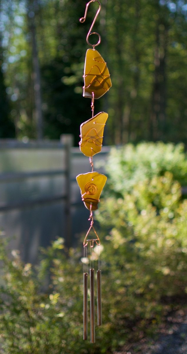 Wind Chime Sea Glass Copper Outdoor Handcrafted Windchimes