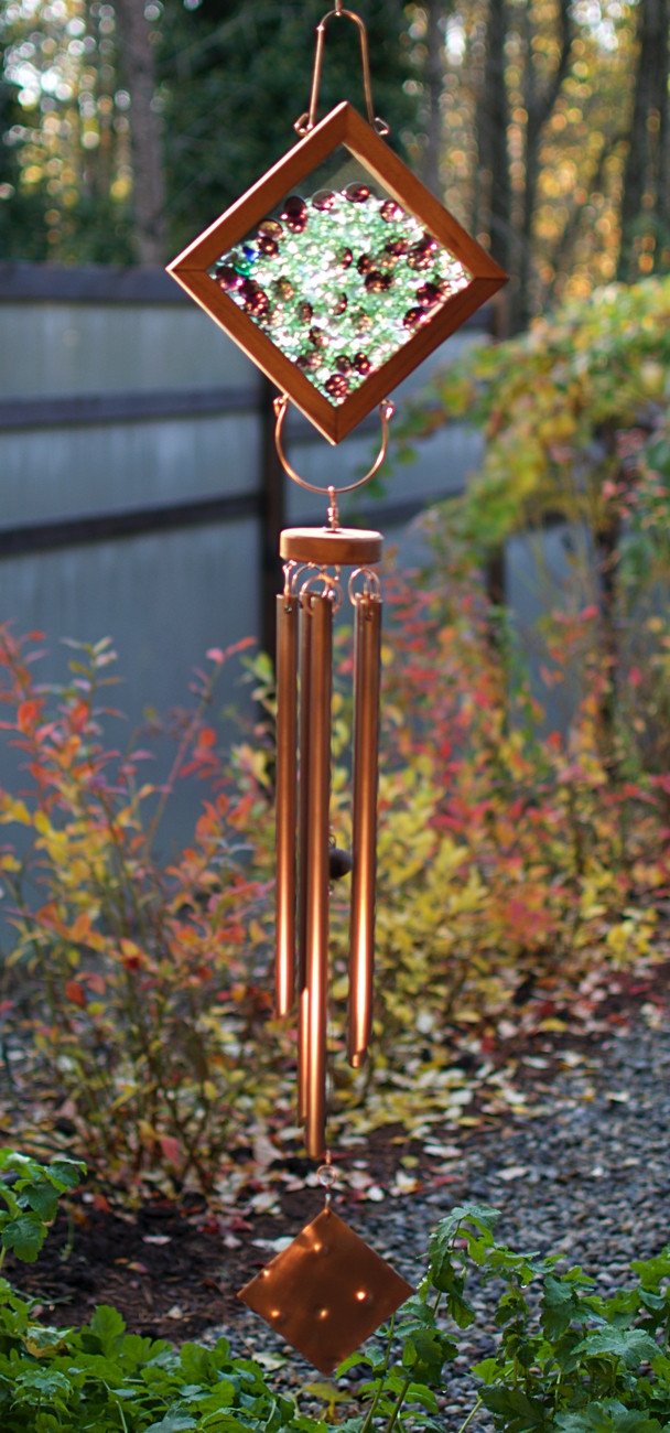 Wind Chime Outdoor Large Glass Copper Handcrafted