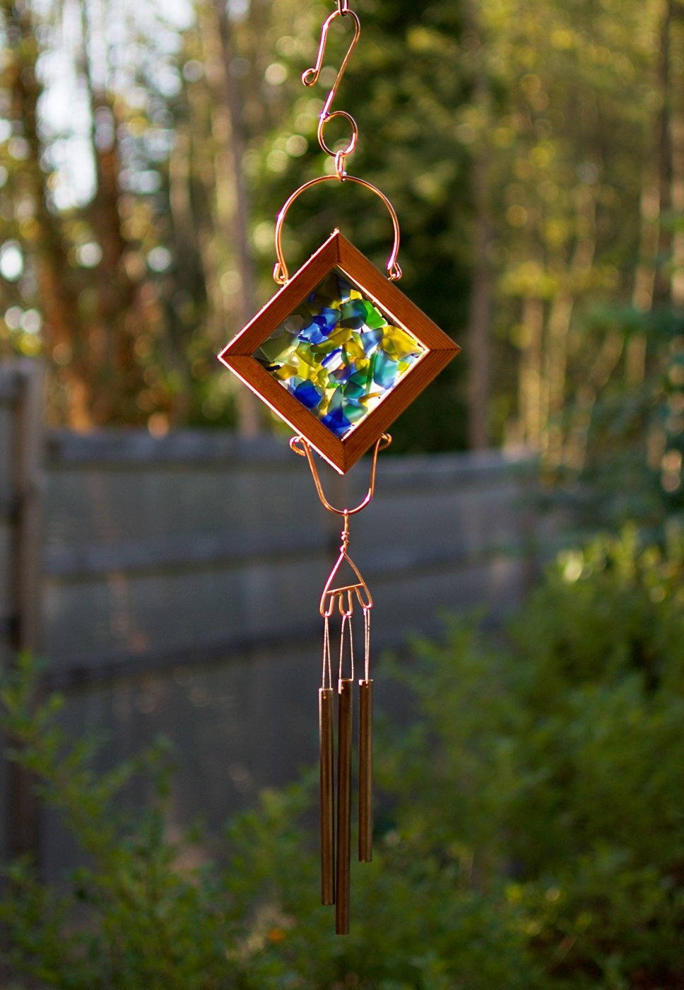 Wind Chime Sea Glass Copper Handcrafted Outdoor