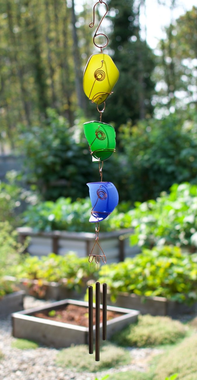 Wind Chime Glass Copper Brass Handcrafted Outdoor