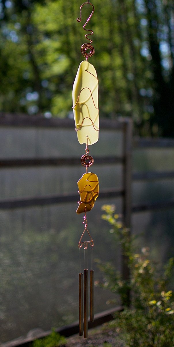Wind Chime Glass Copper Handcrafted Outdoor Windchimes
