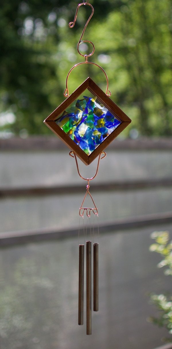 Wind Chime Stained Glass Copper Handcrafted Outdoor