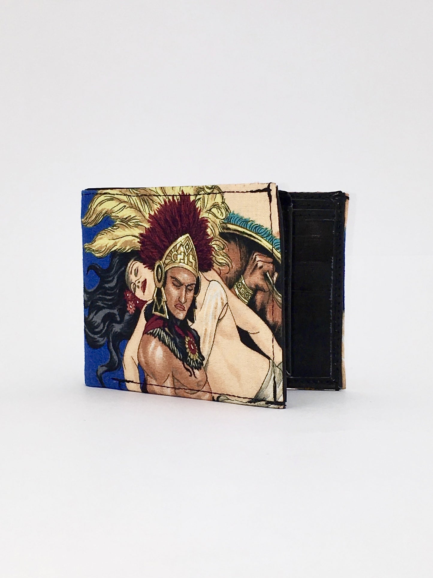 POPOCATEPELT Aztec print handcrafted billfold wallet