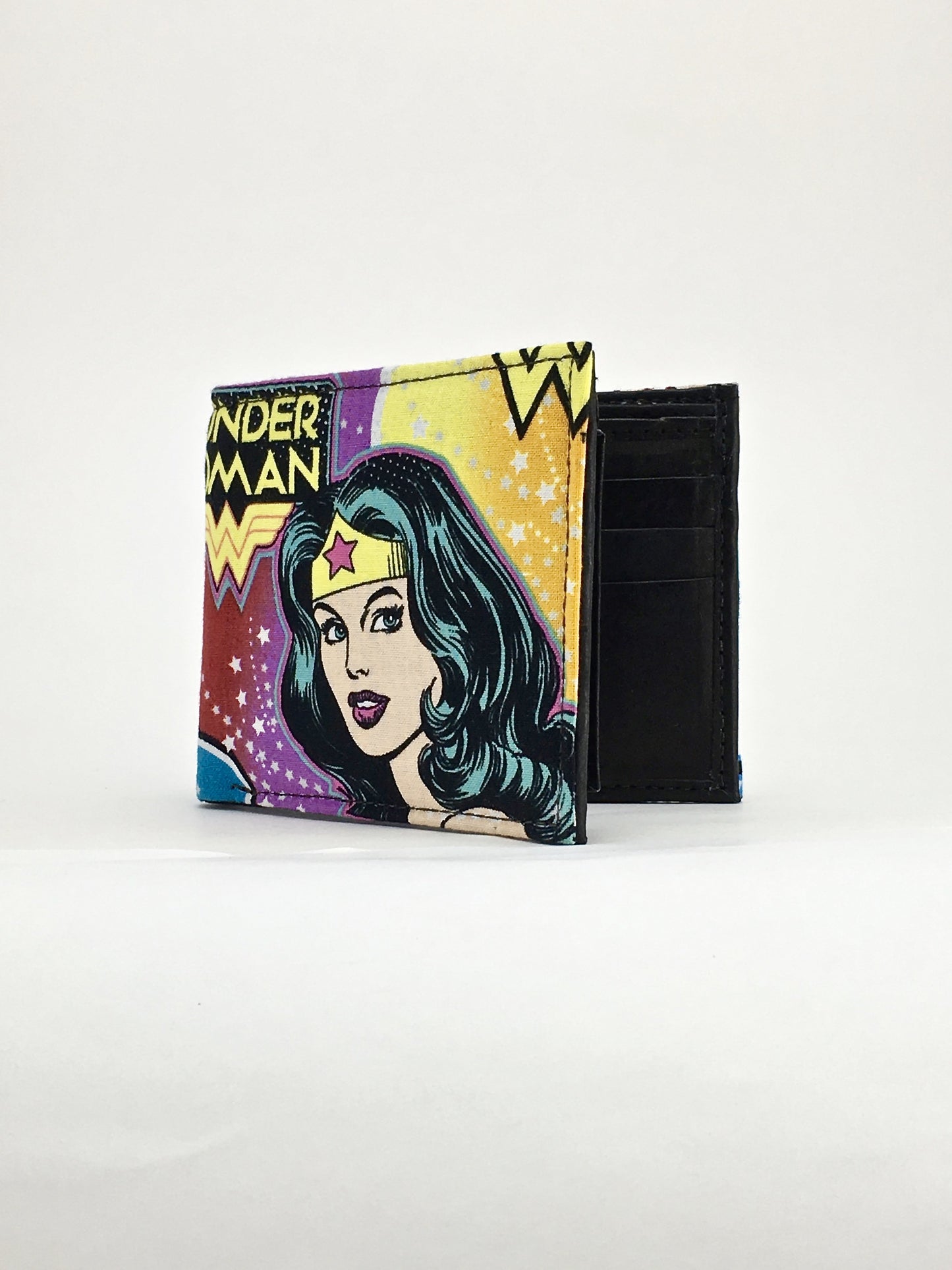 Wonder Woman print handcrafted billfold wallet