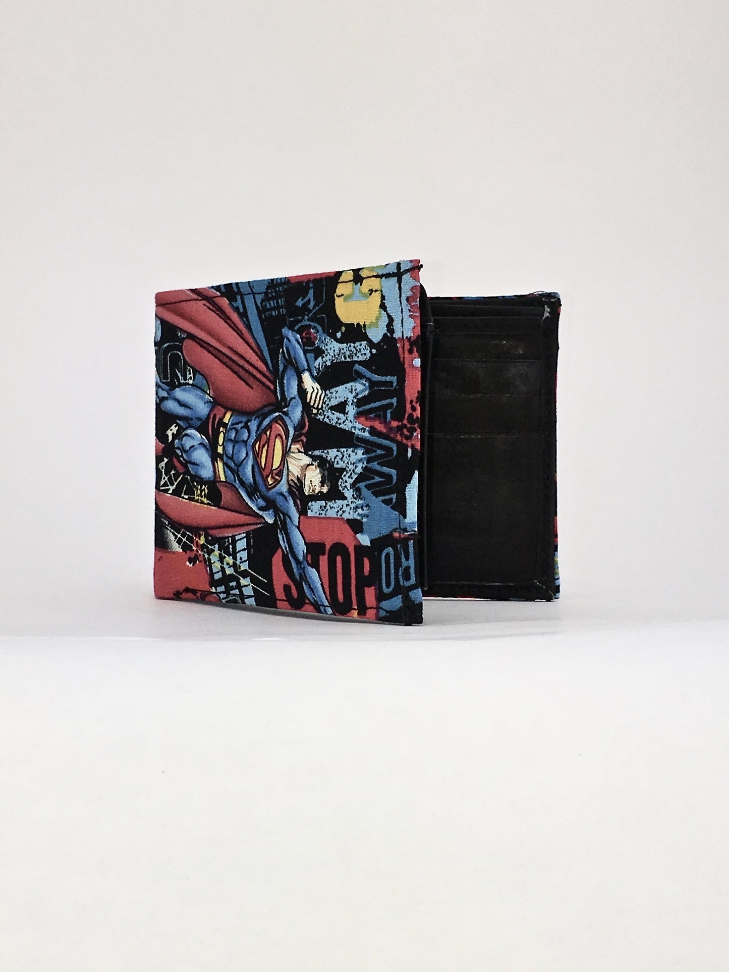 Superman print handcrafted billfold wallet