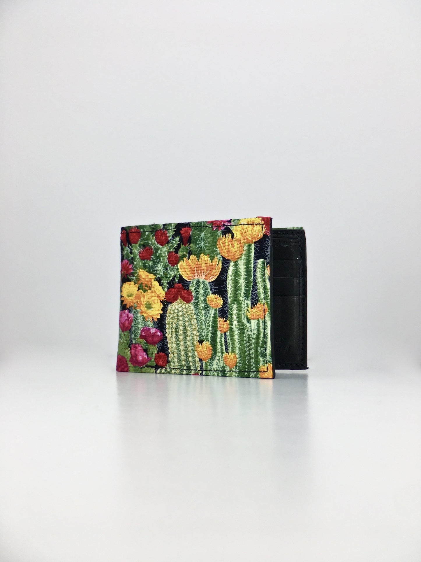 Succulent garden print handcrafted billfold wallet