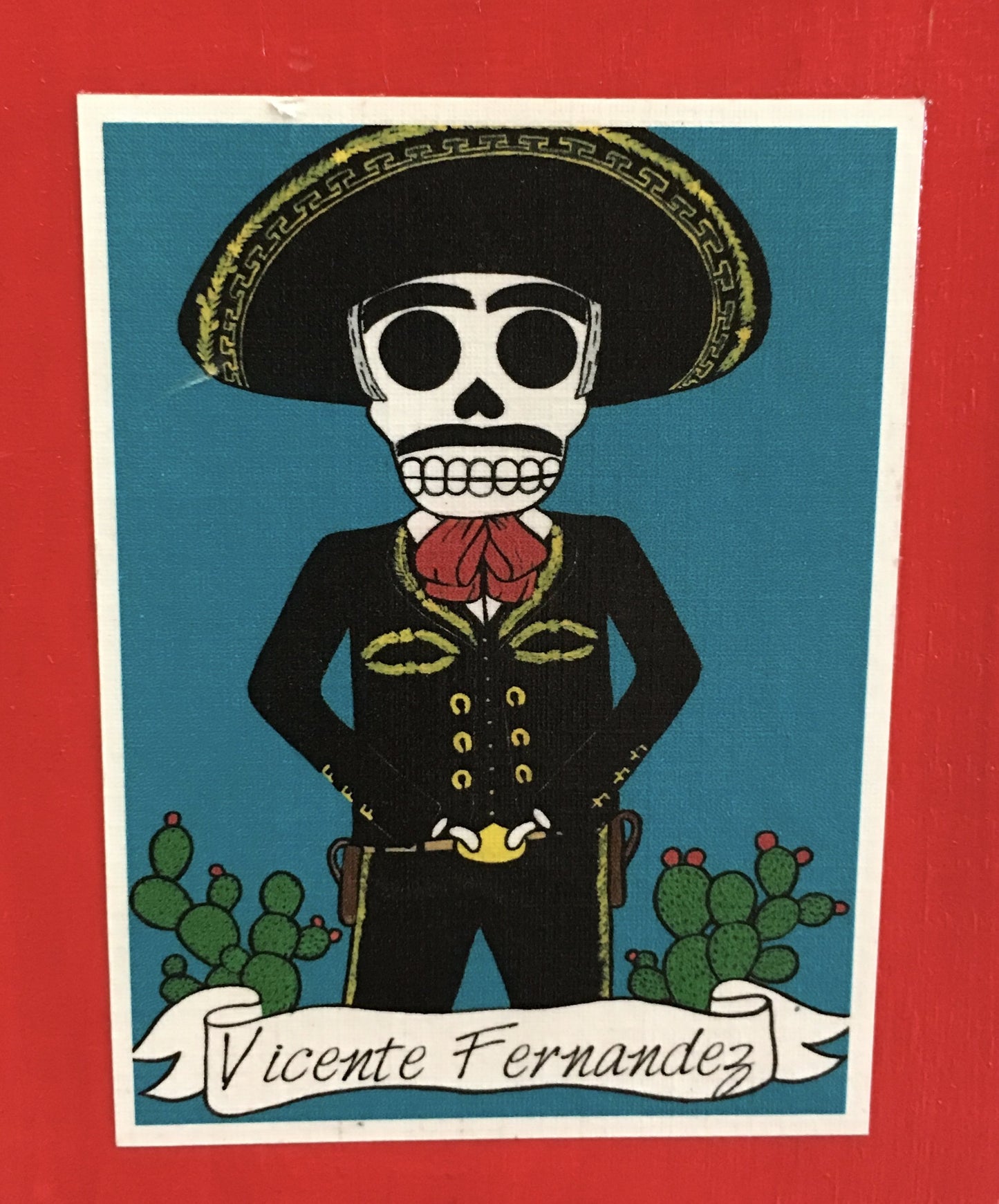 Vicente Chente Fernandez Dia de Muertos handcrafted pop art frame by Ninoska Arte