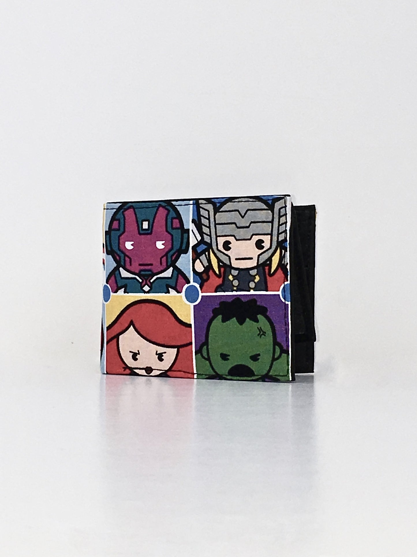 Tokidoki inspired marvel universe the avengers print handcrafted billfold wallet