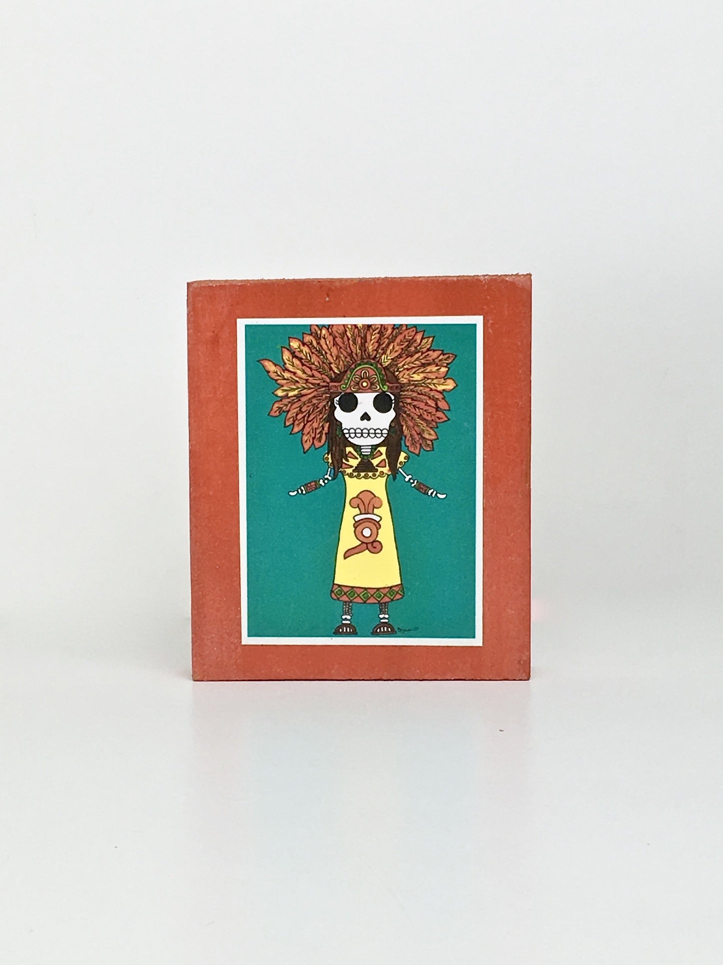 Xochitl aztec danzante Dia de Muertos inspired handcrafted pop art frame by Ninoska Arte
