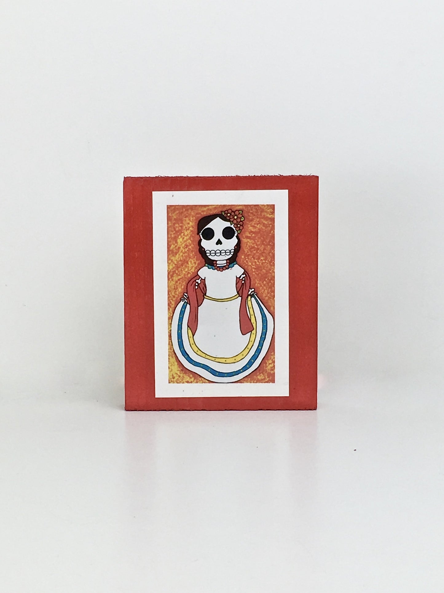 Mexican folklorico danzante dia de Muertos inspired handcrafted pop art frame by Ninoska Arte