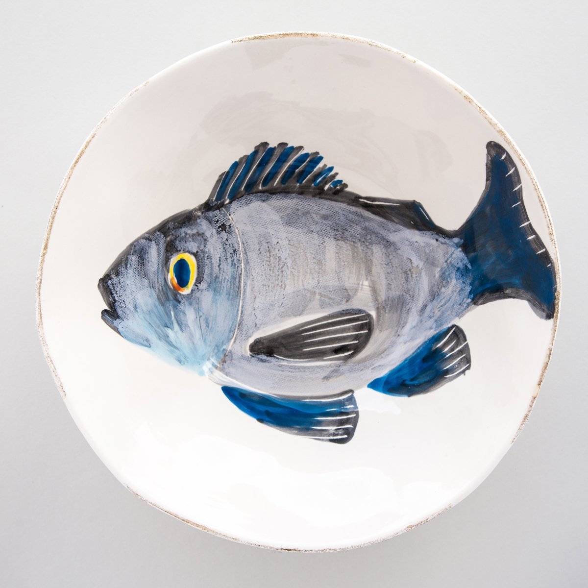 Handcrafted Ceramic Branzino Fish Soup Bowl (9" ⌀)