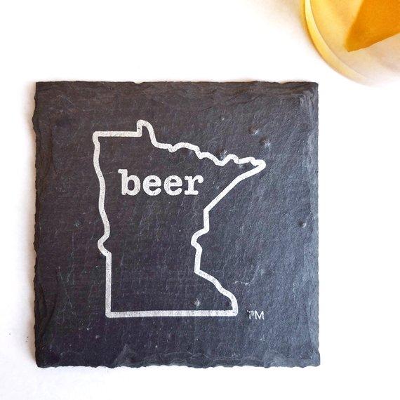 Minnesota Craft Beer Tent State Slate Coaster