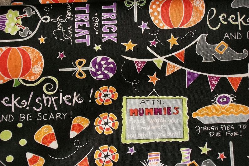 Halloween Fabric, Pumpkin Fabric, By The Yard, Maywood Studio, Quilting Fabric, Crafting Sewing Fabric, Novelty Fabric, Halloween Candy Update your settings