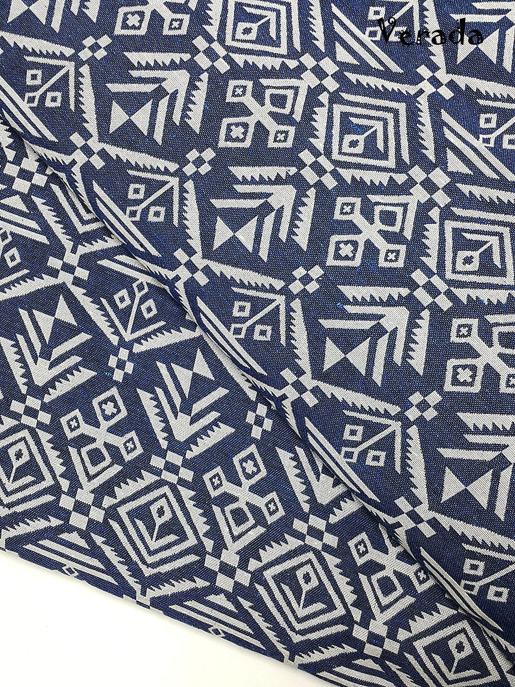 Woven Fabric Tribla Fabric Textile 1/2 yard White Blue (WFF140)