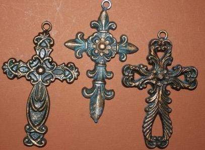 Religious Cross, Set, Home Decor, Genoa Collection, Cast Iron Cross, Patina, Christian, Catholic, Craft Supplies, 2s 4s 5s~