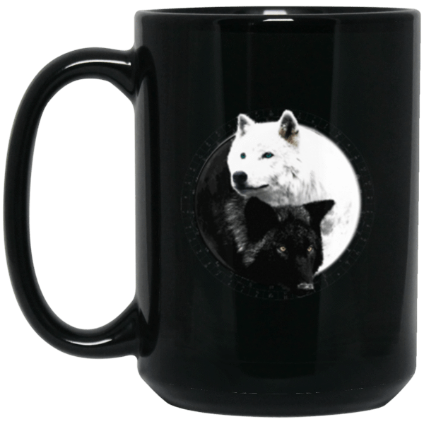 Yin Yang Wolf Inspired by Witchcraft & Wicca 11 oz. or 15 oz. Black Mug