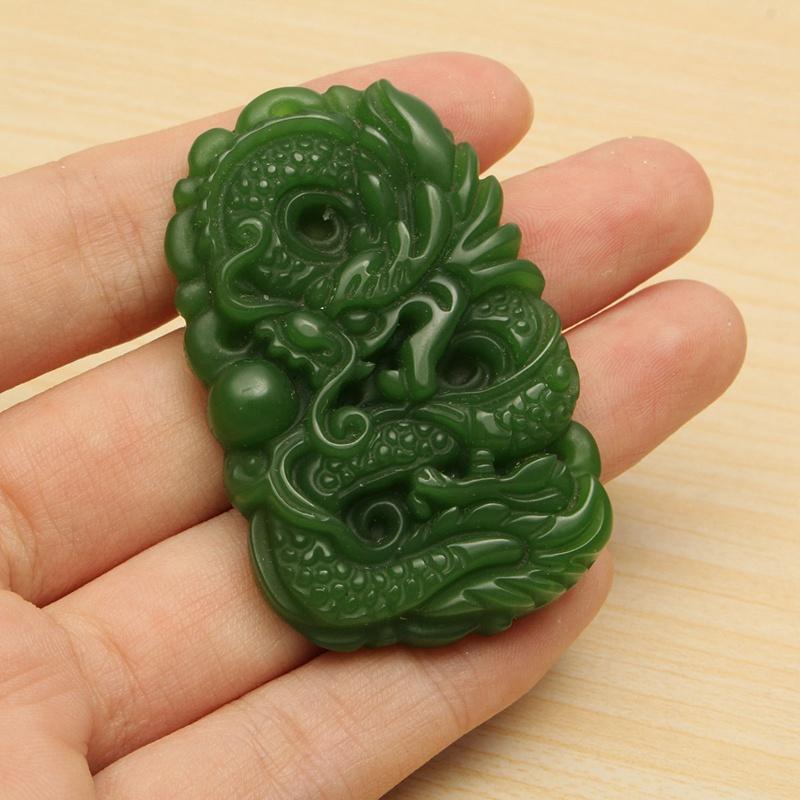 Jade Carved Chinese Dragon Gemstone Pendant
