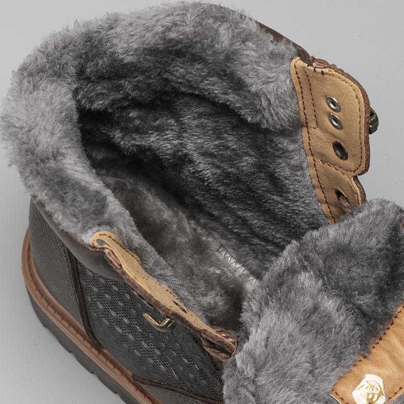 Hecrafted Winter Snow Boots Super Warm Size 35~48 Genuine Natural Leather Handmade Men Winter Shoes #BG1570