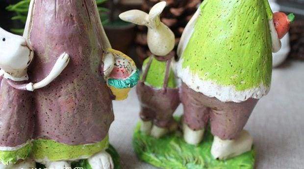 Rabbit Family Resin Craft Easter Decoration