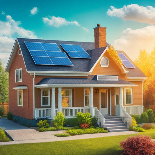 An illustration of a suburban home with a solar panel array on its roof, surrounded by dollar signs and question marks, with a puzzled expression on a thought bubble above the roof.