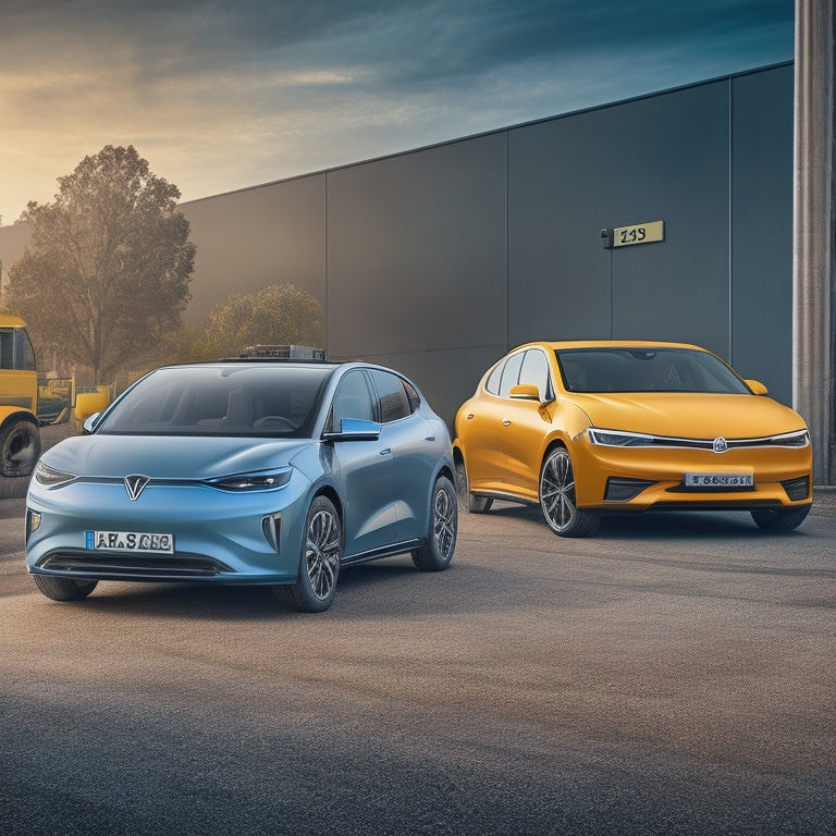 An illustration of two identical electric vehicles side by side, one with a battery being swapped out in 5 seconds, and the other plugged into a charging station with a timer counting up from 30 minutes.