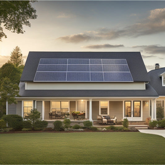 A serene suburban home with a moderate amount of debris-covered solar panels on the roof, juxtaposed with a sparkling clean panel on the right side, surrounded by a faint calendar grid in the background.