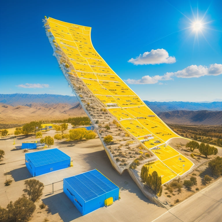 A stylized map of California with 10 city locations highlighted in bright yellow, surrounded by miniature solar panels and dollar signs, set against a blue sky with fluffy white clouds.