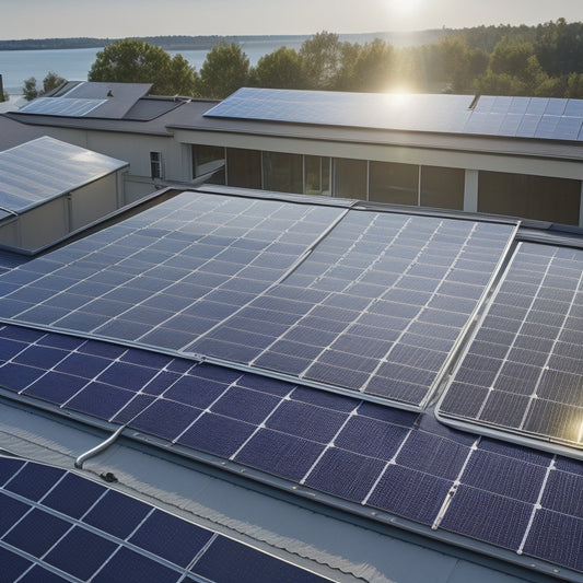 A rooftop with a mix of dark and light grey asphalt shingles, partially covered by a grid of sleek, black solar panels, with a few panels tilted at an angle to maximize sunlight exposure.