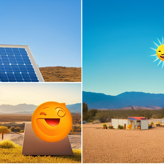 A split-screen image featuring a sunny California landscape with a solar panel installation on a rooftop on one side, and a shocked emoji-inspired face with a thought bubble containing a miniature solar panel and a dollar sign on the other.