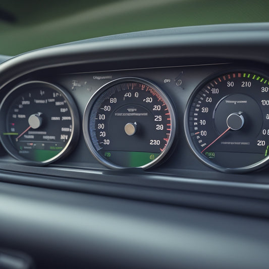 An illustration featuring a dashboard with various gauges, dials, and charts in the background, with a prominent speedometer in the foreground, its needle pointing to a green zone.