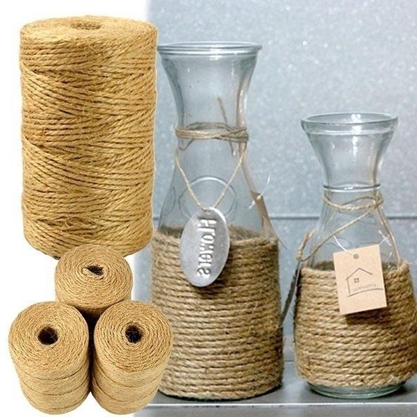Jute Twine 100M Natural Sisal 2mm Rustic Tags Wrap Wedding Decoration Crafts Twisted Rope String Cord Events Party Supplies