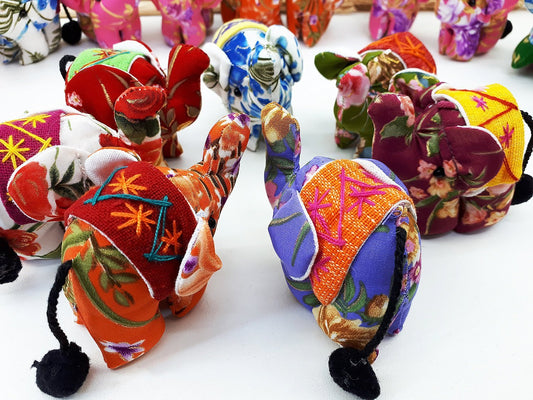 Handmade Animal Doll Elephant Craft Supplies Key Chains Cute Home decor Pretty Animal Stuff Sewing Gifts Souvenir Mixed Color (4 Pcs) - AE01