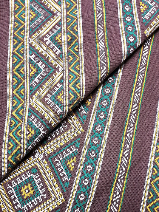 Thai Cotton Fabric Tribal Fabric Native Fabric by the yard Ethnic fabric Craft Supplies Hill Tribe Textile 1/2 yard Purple Yellow (TCF13)