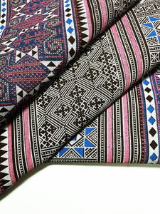 Thai Cotton Fabric Tribal Fabric Native Fabric by the yard Ethnic fabric Craft Supplies Hill Tribe Textile 1/2 yard Brown Pink Blue (TCF14)