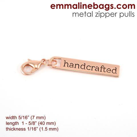 Zipper Pulls: "handcrafted" Copper Finish Emmaline Bags