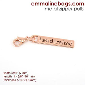 Zipper Pulls: "handcrafted" Copper Finish Emmaline Bags