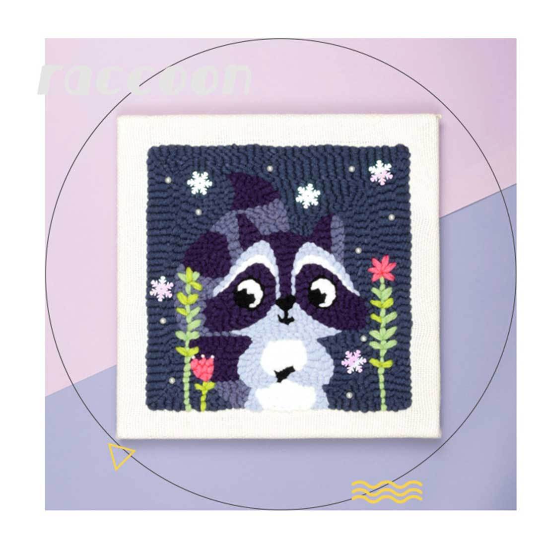 Raccoon DIY Rug Hooking Punch Needle Embroidery Hand Craft