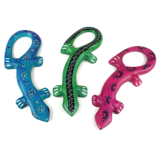Set of 3 Mini Handcrafted Soapstone Lizards - Smolart