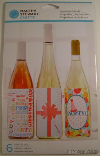 Martha Stewart Crafts Modern Festive Beverage Labels 36 Lot 6 Assorted Party NEW