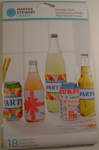 Martha Stewart Crafts Modern Festive 108 Beverage Labels Lot 6 Party Wine Bottle