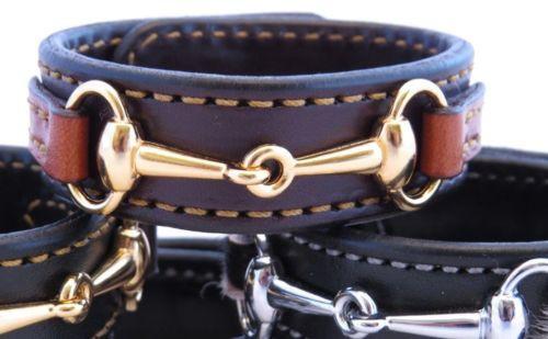 LEATHER HORSE BIT BRACELET Bordeaux & Chestnut with Gold Snaffle Equestrian Hardware