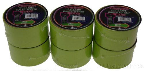 Rolls Neon Green Duct Tape 2"x10' Lot 6 USA Fashion Mode Craft Decorating Repair